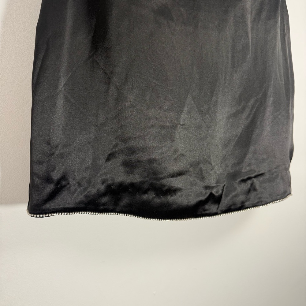 Retrofete Ludlow Mini Dress Sz Medium Satin Corset Strapless Rhinestone Black - Picture 6 of 16